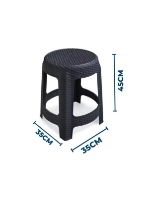 Banqueta Premium Rattan Preta 45x35x35cm