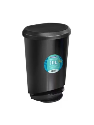 Lixeira Preta 10L com Pedal Compacta e Prática