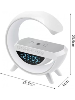 Luminária LED G Speaker com Relógio Digital, Caixa de Som Bluetooth, Carregamento por Indução e Luz RGB