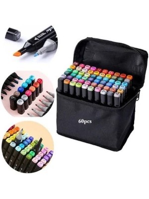 Kit Caneta Touch 60 Cores Twin Marker Ponta Dupla Yins Paper com Case para Desenho, Lettering e Ilustração