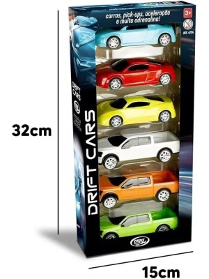 Pick Up Drift Cars Infantil com 6 Carros de Corrida Brinquedo Resistente