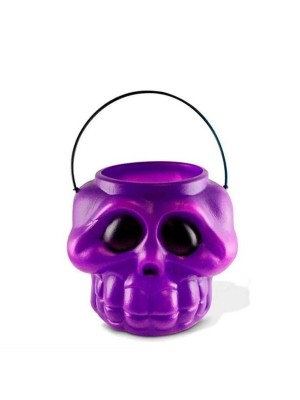 Caldeirão Caveira G Roxa Decoração de Halloween Enfeite Grande Assustador para Festas e Eventos
