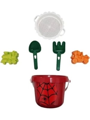 Baldinho de Praia Heróis com Acessórios Infantil 15cm – Balde, Pá, Rastelo, Peneira e Forminhas para Areia