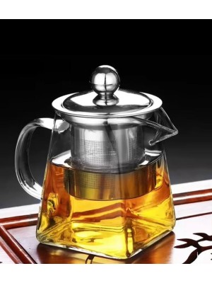 Chaleira de Vidro Borossilicato 950ml com Infusor em Metal – Moderna e Resistente