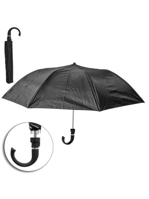 Guarda-Chuva Preto Cabo Curvo 8 Varetas 53cm Compacto Resistente e Elegante para Proteção em Dias de Chuva