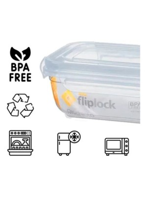 Pote Retangular Fliplock 1,4L com Tampa Hermética – Livre de BPA, Ideal para Freezer, Geladeira e Despensa