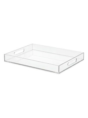 Bandeja Acrílica 30x21cm Retangular Transparente Multiuso para Servir, Organizar e Decorar Ambientes