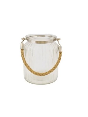 Vaso de Vidro 1050ml com Corda Decorativa para Arranjos e Decoração