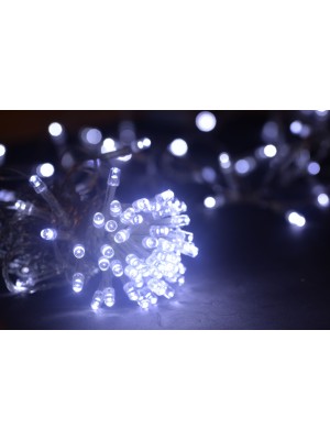 Pisca LED 100 Leds 127V 8M Branco com 8 Funções de Iluminação Pisca-Pisca Fio Transparente para Decoração Natal Festas