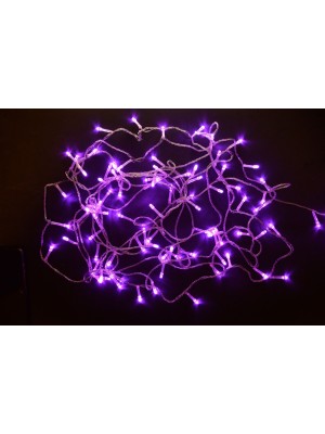 Pisca LED 100 Leds 220V 8M Roxo com 8 Funções de Iluminação Pisca-Pisca Fio Transparente para Decoração Natal Festas Halloween Vitrines