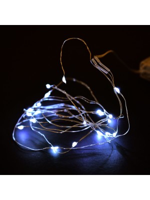 Fio de LED Cobre 5M com 50 Leds Branco 1,5W 0,02A Flexível Decorativo para Natal Festas Quartos Varandas Arranjos