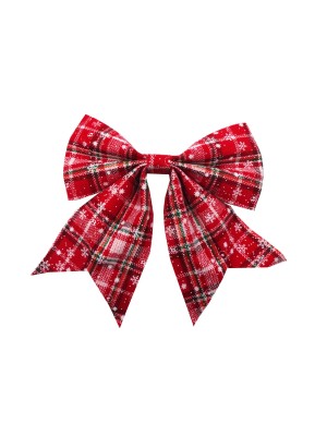 Enfeite Laço Xadrez 24x28cm Natalino Geruit Decorativo para Árvores Guirlandas Portas Janelas Escadas e Vitrines