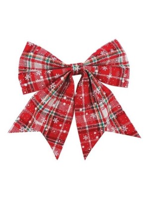 Enfeite Laço Xadrez 24x28cm Natalino Geruit Decorativo para Árvores Guirlandas Portas Janelas Escadas e Vitrines