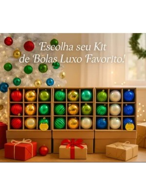 Kit Bola Natal Nonato 12 Unidades 8cm Mistas Decorativas Cores Sortidas Azul, Vermelho, Verde, Dourado, Branco