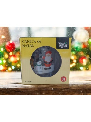 Caneca de Natal 320ml Personagem com Faixa Decorativa – Presente e Decoração Festiva