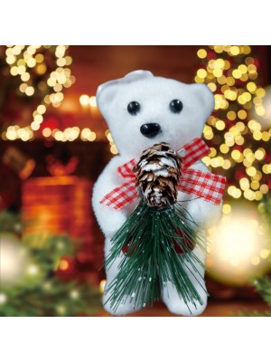 Urso Branco Natalino em Isopor 11cm – Enfeite Decorativo para Árvore de Natal, Guirlandas e Arranjos