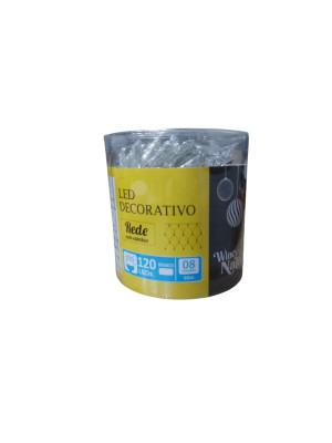 Lâmpada Rede Estrelada 120 Leds 3m 8F Branco para Decoração Natalina