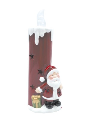 Luminária Vela Star Vazada Noel 7x7x21cm Decorativa de Natal – Iluminação LED Segura e Charmosa com Detalhes em Estrelas e Papai Noel