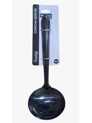 Concha Servir Sunshine Black 21,5cm em Plástico Resistente com Cabo Ergonômico e Design Moderno para Sopas, Caldos e Molhos