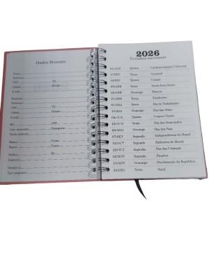 Agenda 2026 Wire-O Bistrô 15x21cm Capa Dura Laminada Datada Planejamento Diário e Mensal Completo