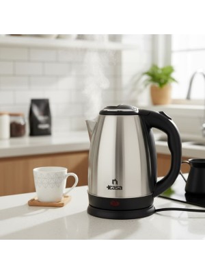 Chaleira Elétrica Inox 1,8 Litros 220V +Casa com Desligamento Automático, Base 360° e Aquecimento Rápido