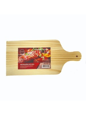 Tábua de Carne de Madeira 16x35cm – Utensílio de Cozinha em Madeira Natural de Reflorestamento, Ideal para Cortes de Carnes, Frios e Petiscos
