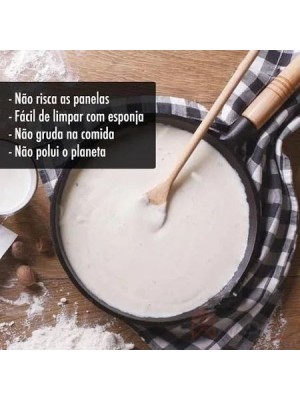 Colher de Madeira 30cm – Utensílio de Cozinha Sustentável em Madeira Natural para Mexer, Misturar e Servir Alimentos