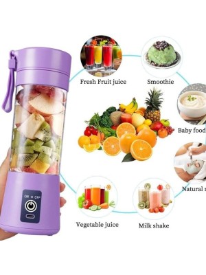 Mixer Liquidificador Portátil Recarregável 380ml com 6 Lâminas de Aço Inox, USB Bivolt, Ideal para Shakes, Sucos e Smoothies