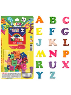 Cartela Massinha Letras Pica-Pau Infantil Brinquedo Educativo com Moldes do Alfabeto e Massinhas Coloridas