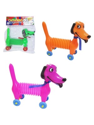 Cachorro Sapeca Sanfonado com Rodinha e Apito Diversas Cores 