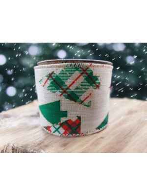 Fita Decorativa Estampa Natal 6,3cm x 2,7m – Fita Aramada Natalina para Laços, Guirlandas e Presentes