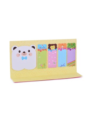 Nota Sticker Lovely Win Paper by Fiorella Sotti com 1 Bloco e 4 Marcadores Adesivos Decorativos – 25 Folhas Coloridas Temáticas de Animais Fofos