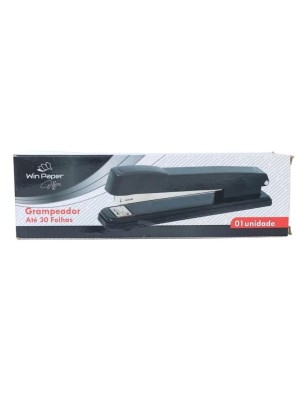 Grampeador Win Paper Office 24/6 e 26/6 – Grampeador Metálico Preto para até 30 Folhas, Alta Resistência, Design Ergonômico e Base Antiderrapante