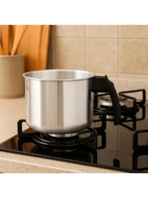 Fervedor Polido N12 17,5x13x10cm Alumínio Brilhante com Cabo Antitérmico – Durável e de Aquecimento Rápido