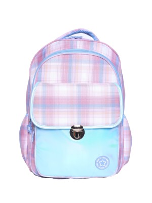 Mochila Teen Xadrez Color Feminina Escolar Juvenil com Bolso Frontal e Design Moderno