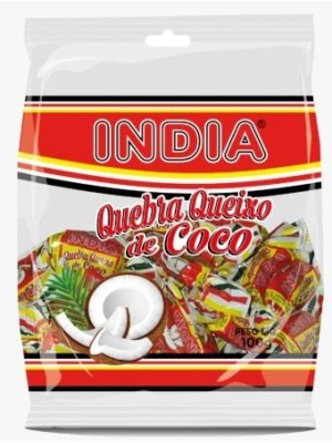 Bala Quebra Queixo de Coco Índia 100g – Doce Tradicional, Embalado Individualmente, Sabor Autêntico de Coco para Revenda, Festas e Consumo Diário