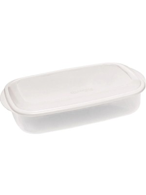 Pote Abre-Fácil 3L Retangular com Tampa Vermelha – Organizador para Geladeira, Freezer e Despensa, Plástico Resistente e Transparente