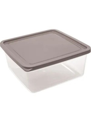 Organizador Slim Quadrado 2,2L com Tampa Marrom para Geladeira, Freezer e Despensa – Pote Plástico Transparente para Armazenar Alimentos e Mantimentos