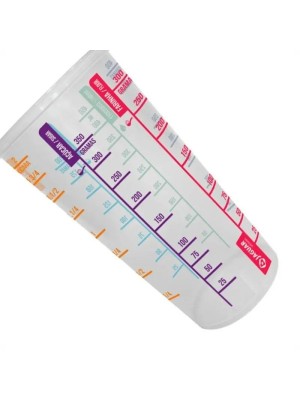 Copo Medidor 550ml Transparente com Marcação Colorida em ml, Gramas e Xícaras – Utensílio de Cozinha para Receitas, Confeitaria e Medição Precisa
