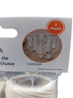 Cordão de Algodão Cru Multiuso 50g Kit com 2 Peças para Artesanato e Decoração