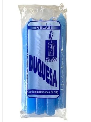 Vela Duquesa Azul Médio 18g com 8 Unidades – Velas Tradicionais para Oração, Proteção, Meditação, Decoração e Emergências