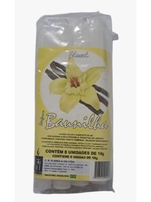 Vela Flovel Perfumada Baunilha 18g com 8 Unidades – Velas Aromáticas Doces para Aromatização, Relaxamento, Bem-estar e Decoração
