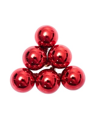Bola de Natal Vermelha 4cm Kit com 6 Unidades Lisa Brilhante Solapa Basic para Árvore e Decoração Natalina