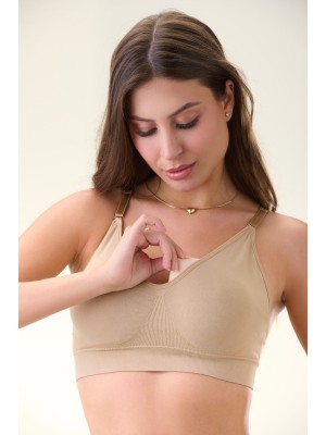 Sutiã Bege Adulto G Sem Costura com Bojo Estruturado e Alças Removíveis, Confortável, Versátil e Ideal para Uso Diário