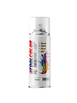 Tinta Spray Toolcolor Verniz 400ml Acabamento Brilhante Alta Proteção e Secagem Rápida