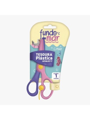 Tesoura Escolar Plástica Infantil Fundo do Mar com Lâmina Segura – Ideal para Educação Infantil e Uso Escolar