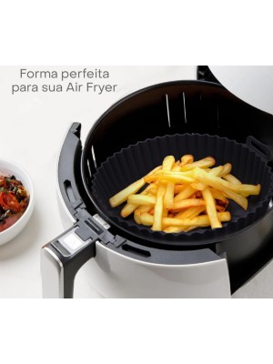 Forma de Silicone para Airfryer 20cm Reutilizável Antiaderente Resistente ao Calor