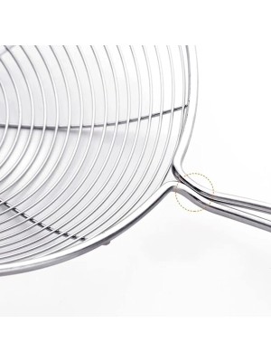 Peneira para Fritura de Aço Inox com Cabo Longo – Escumadeira Resistente para Retirar Alimentos do Óleo Quente, Uso Doméstico e Profissional
