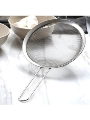 Peneira Inox 18cm com Cabo Longo – Peneira de Aço Inoxidável com Malha Fina para Coar Chá, Café, Sucos