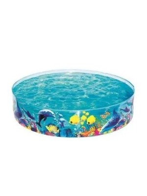 Piscina Semirrígida Peixe 2074L 2,44x46cm Redonda Infantil com Estampa Fundo do Mar para Quintal e Jardim